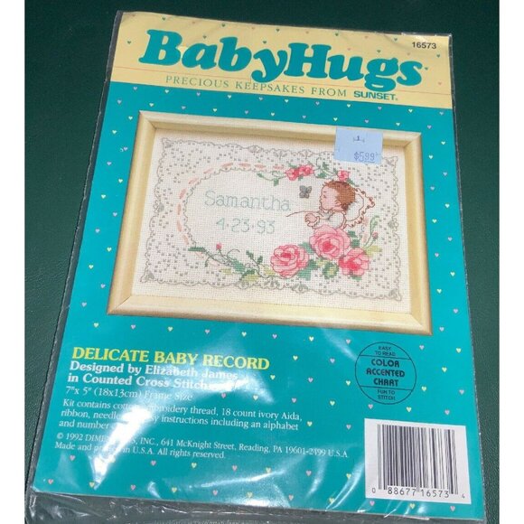 BabyHugs Delicate Baby Record Counted Cross-Stitch Kit - Picture 1 of 2